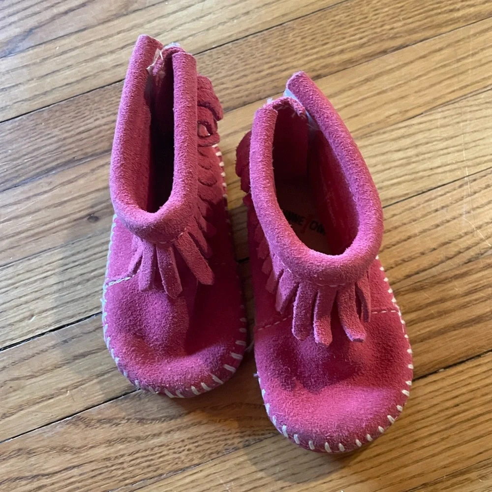 Baby Hot Pink Minnetonka Moccasins size 2